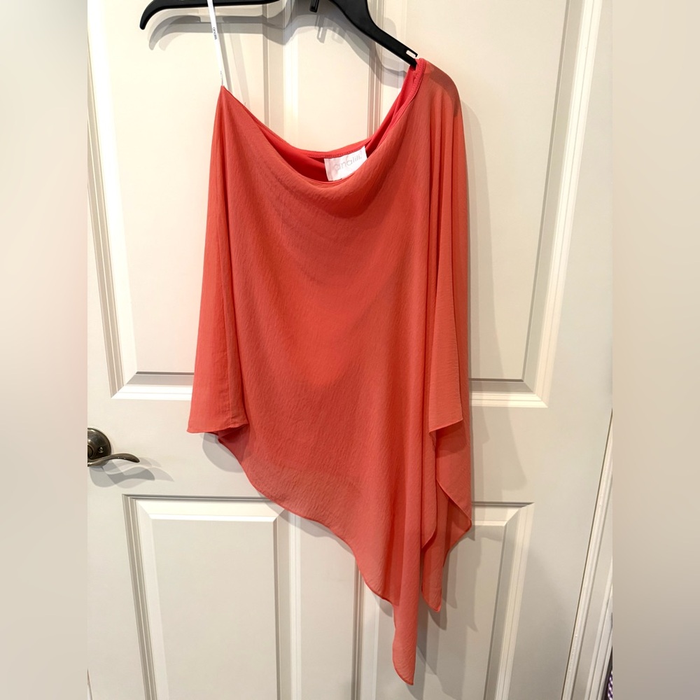 Analili one shoulder Coral Asymmetrical Top, like new, size M/L.